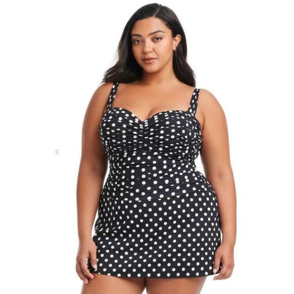 Bleu Rod Beattie Other - Bleu Rod Beattie Women's Black/White Polka Dot Swim Dress 18W